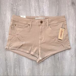 Tan Khaki Denim Short Shorts 9